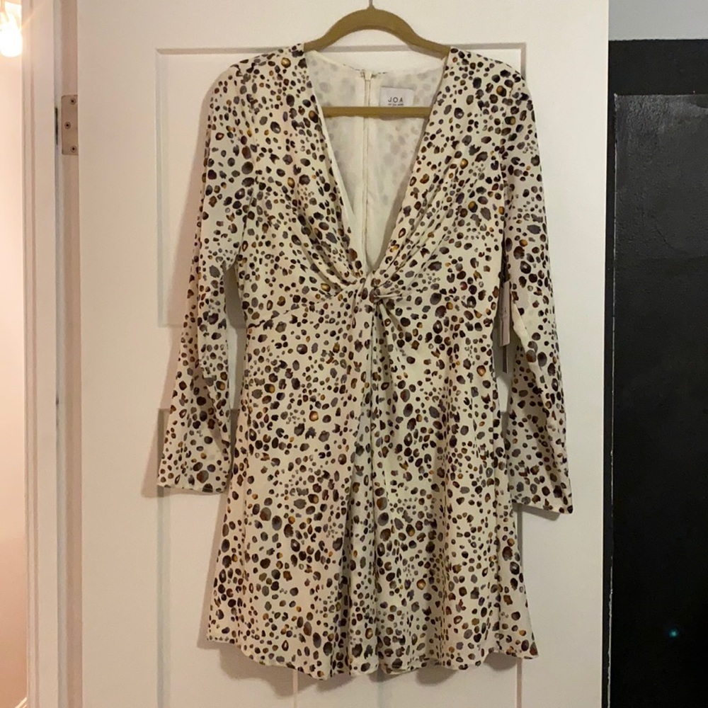 J.O.A mini long sleeve leopard dress